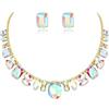 EVER FAITH Collana con strass con orecchini a perno, cristallo abbagliante per matrimoni, feste, costume da donna,