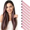 Silk-co Extension Capelli Colorti con Clip, Rosa, 10 Ciocche Singole Lisci Lunghi 55cm per Sfumature Feste Halloween Cosplay