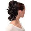 WIG ME UP - JL-3023-4 Toupet/Coda di cavallo Ondulato Mezza Lunghezza (35 cm) +1 fermacapelli a pettine& sezione elastica Color Cioccolato Castano scuro