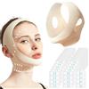 WhaleO Fascia Doppio Mento Donna, con 40 Face Tape Viso Lifting, Anti Rughe Fascia Viso Lifting Notte Face Lift Tape per Facciale a Forma di V, Rassodante, Beige