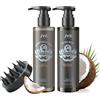JVR Shampoo Barba Uomo, 3 in 1 Set Regalo Cura della barba, per la pulizia della barba e favorisce la crescita, JVR Kit Barba Leviga e idrata, con Shampoo Barba, Balsamo, Spazzola