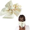 SXQLYH Elastici Capelli Donna in Raso, Elastico per capelli da donna plissettato con fiocco, elastico, elastico Scrunchie, elastici per capelli con fiocco in seta satinata-Bianco