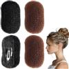 HIVTE 4 Pezzi Imbottitura per Capelli Set, Hair Volume Clips Marrone e Nero, Spugna per Acconciature Raccolte, Accessori per Styling Capelli