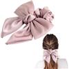 SXQLYH Elastici Capelli Donna in Raso, Elastico per capelli da donna plissettato con fiocco, elastico, elastico Scrunchie, elastici per capelli con fiocco in seta satinata-Rosa