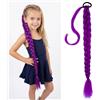 XETHI Extensioni Capelli Viola | Treccine Resistente al Calore con Elastici | Parrucca 60 cm Facile da Indossare per Teen e Adulti | Coda di Cavallo per Cosplay, Halloween e Uso Quotidiano