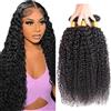 HeioWuio Set da 3 extension per capelli umani - #1B - Colore nero naturale - Capelli ondulati - 300 g - 51 cm, 56 cm, 61 cm