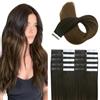 XDhair Extension adesive in capelli veri, da nero naturale a marrone scuro