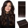 MY-LADY Extension Capelli Veri Clip 1 Pezzo, 20cm Extension Clip Capelli Umani Lisci per Volume 3/4 Testa con 5 Clip 40g #02 Marrone Scuro