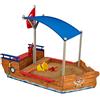 KidKraft Sabbiera dei Pirati per Bambini in Legno con Coperchio e Tettuccio Parasole, Giochi da Giardino in Legno, Parco Giochi Esterno, 00128