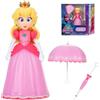 Jakks Pacific figure Principessa Peach film Super Mario Galaxy da 12,7cm con accessorio | Jakks Pacific, statuetta della Principessa Peach con ombrellino apribile e chiudibile, 10 punti di articolazione, 3+