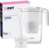 BWT Caraffa filtrante BWT Vida bianca con 15 filtri Soft Extra | filtro per acqua potabile | riduce calcare, cloro, metalli pesanti | caraffa acqua cucina compatta per rubinetto e bevande