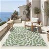 the carpet Machka - Tappeto robusto per esterni, design moderno, resistente alle intemperie e ai raggi UV, terrazza e veranda, adatto anche per cucina o sala da pranzo, Verde Beige, 140 x 200 cm