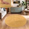 Paco Home Tappeto Salotto e Camera da Letto Moderno a Pelo Corto - Morbido, Lavabile, Antiscivolo, in Finta Pelliccia, Dimensione:Ø 160 cm tondo, Colore:Giallo