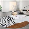 Rururug Tappeto Soggiorno Design Moderno Antiscivolo Lavabile Ovale Tappeto Cameretta Divano Corridoio Sala Pranzo Tappeto Strisce zebrate nere e grigie, 70 x 100 cm