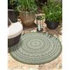 the carpet Mistra - tappeto robusto, moderno, durevole e facile da pulire, per interni ed esterni, soggiorno, ideale per cucina, corridoio e veranda, tessuto piatto, Verde, 160 cm rotondo