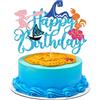 Gyufise Moa Happy Birthday Cake Topper Glitter Ocean Wave Barca a vela Fiore Pick Moana Decorazioni per feste per Tema Luau tropicale Hawaiano Baby Shower Compleanno Forniture per feste di compleanno