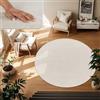 TT Home Tappeto Salotto Pelo Corto Monocolore Design Moderno Lavabile, Colore:Crema, Dimensione:80 cm tondo