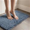 MEGAROOM Tappetino da bagno in ciniglia, antiscivolo, ultra morbido e altamente assorbente, antiscivolo, lavabile, di lusso, per bagno, WC, soggiorno, camera da letto, 80 x 50 cm, blu nebbia