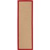 carpetfine Tappeto Sisal passatoia colore naturale 75x300 cm tessuto a mano con bordo in cotone Rosso