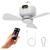 BORDEAG Plafoniera con ventilatore, ventilatore da soffitto con illuminazione, ventilatore da campeggio per tenda, ventilatore da campeggio con luce, ventilatore da campeggio ricaricabile, ventilatore da