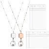 PATIKIL 2Pz Collana Portabadge Con Porta Id 301 Retrattile Argento/Oro Rosa | Portabadge Quadrato Con Moschettone, Acciaio Inossidabile, per Collana, Con 2 Set Porta Id Ufficio