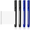 Meanju 4 penne a sfera nere con blocco note a scomparsa | penne a sfera Schneider, refill neri Blu da 0,5 mm, per studenti, laurea, ufficio, scuola