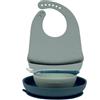 Nattou Set 4 pezzi verde con bavaglino per la pappa in silicone - Nattou