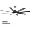 LiveGo Ventilatore da soffitto da 132 cm con illuminazione, dimmerabile, con telecomando, 8 pale in ABS (nero)