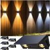 IIRARA Applique Solare da Esterno, Set da 6 Lampade Solari da Parete LED con 3 Temperature di Colore, Luce Up & Down IP67 Impermeabile per Giardino, Terrazza, Cortile e Ingresso