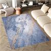 TAPISO Flannel Tappeto Soggiorno Stampato a Macchina Antiscivolo Lavabile Pelo Corto Design Moderno Astratto Marmo Sfumature Blu Sala Camera Salotto Ufficio Oeko-Tex 160 x 230 cm
