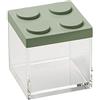 OMADA Contenitore Mattoncino per Alimenti da 500ml con Coperchio Impilabile | Barattolo Quadrato 10x10x H10,5 cm, Contenitore Trasparente, Ideale per Dispensa, Collezione Brickstore