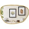 HOMCOM Specchio decorativo da parete asimmetrico 90 x 60 cm in vetro temperato per bagno, camera da letto, soggiorno, corridoio, naturale