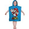 Character World Asciugamano poncho ufficiale Nintendo Super Mario con cappuccio, morbido, blu, design double-face con Mario & Luigi, accappatoio per bambini, per bagno, spiaggia e casa, 50 cm x 115 cm
