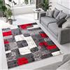 TAPISO Dream Tappeto Camera Soggiorno Salotto Moderno Rosso Grigio Astratto Puzzle Geometrico A Pelo Corto 130 x 190 cm