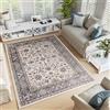 TAPISO Colorado Tappeto Pelo Corto Resistente Design Tradizionale Crema Grigio Motivo Floreale Orientale Cornice Bordo Chiaro Camera Salotto Soggiorno Sala Oeko-Tex 120 x 170 cm