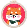 Figured'Art Punch Needle Kit completo per adulti e bambini - Cucciolo Shiba - Perfetto per principianti. Kit pronto da ricamare misura 20x20cm con telaio circolare
