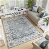 TAPISO Dubai Tappeto Tradizionale Pelo Corto Soggiorno Design Classico Cornice Motivo Floreale Ornamenti tonalità Blu Grigio Salotto Sala Camera Ufficio Oeko-Tex 120 x 170 cm