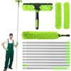 TOSZOLY Kit per la Pulizia Delle Finestre da 4 Metri, 2 in 1 Kit Lavavetri, Lavavetri Telescopico