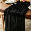 Baosind 2 Pezzi Runner da Tavola Nero, 300 x 90 cm Stile Rustico Bohémien Runner da Tavola in Garza per Matrimoni, Compleanni, Natale, Baby Shower, Capodanno e Decorazioni per Interni ed Esterni da Tavola