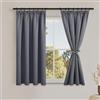 DWCN Tende per finestre piccole e opache, da cucina, con nastro arricciato, 2 pezzi, 120 x 140 cm (altezza x larghezza), da cucina, da bistrò, oscuranti, per armadi, grigio