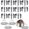 VIRSUS Coppapasta Tondi con 4 Presse in Acciaio Inox PI025, Diametro 8 cm, Anelli Rotondi con Coperchi Pusher, Stampi Monoporzione per Dessert, Torte, Frittatine di Pasta, Tartare (12)