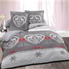 Alpes Blanc - Copripiumino + 2 federe cotone chalet winter grigio 240 x 260