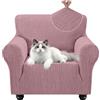 YSTELLAA Copripoltrona 1 Posto Con Braccioli, Elasticizzato Copridivano, Copri Divano Antiscivolo Lavabili, Copridivani Antimacchia Antigraffio, Per Animali Domestici, Rosa Grigio
