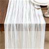 Baosind Runner da Tavola Bianco, 300 x 90 cm Stile Rustico Bohémien Runner da Tavola in Garza per Matrimoni, Compleanni, Natale, Baby Shower, Capodanno e Decorazioni per Interni ed Esterni da Tavola