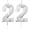 Yiran Candele argentate per 22° compleanno, numero 22, candele di buon compleanno, decorazioni per torta di compleanno, anniversario di matrimonio, forniture per uomini e donne (età 22)