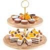 Generico Alzatina per Aperitivo, Frutta o Dolci - Piatto da Portata a 2 Ripiani in Bambù - Set da Portata e Tagliere
