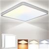 Fynokst Plafoniera LED Soffitto Dimmerabile 24W, 3200LM Lampada da Soffitto, 6000K/4000K/3000K, IP54 Impermeabile Quadrata Plafoniere, Per Tutti Gli Ambienti Casa, Diametro Ø30CM, Bianco Confezione 2