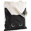Cesujowaz Canvas Tote Bag - Robusta Combinazione di Cotone e Poliestere, Regali per Donne Amanti dei Gatti, Lettori di Libri, Borsa da Gatti per Fare Shopping, Viaggi, Scuola