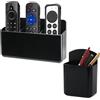 NCOALE 2 pezzi Porta Telecomandi da Parete Autoadesiva Supporto Telecomando 3 Slot e 1 Slot Supporto per Telecomando Telefoni Cellulari Penne Occhiali (nero)