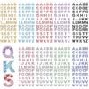 Tweruna 495 adesivi glitterati a forma di lettera dell'alfabeto, 9 fogli da 1,5 cm, con strass, autoadesivi, per laureati, scrapbooking, artigianato fai da te, 9 colori